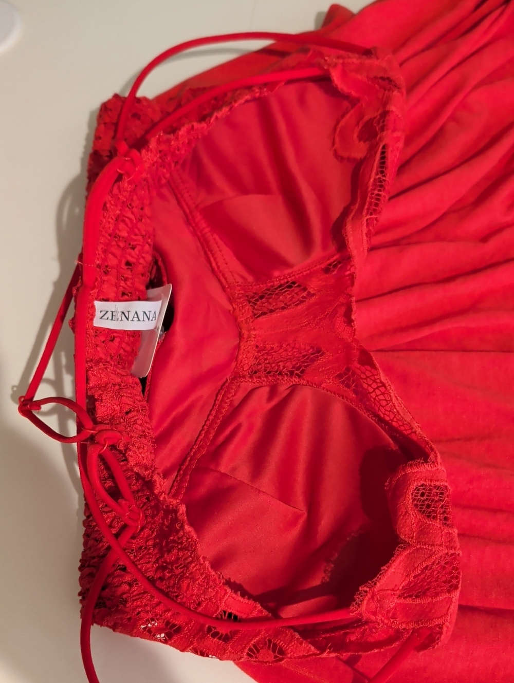 Zenana Red Spaghetti Straps Boho  Mini Dress - Women Size L - Picture 10 of 11